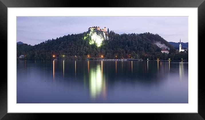 Lake Bled castle at dawn Framed Mounted Print by Ian Middleton