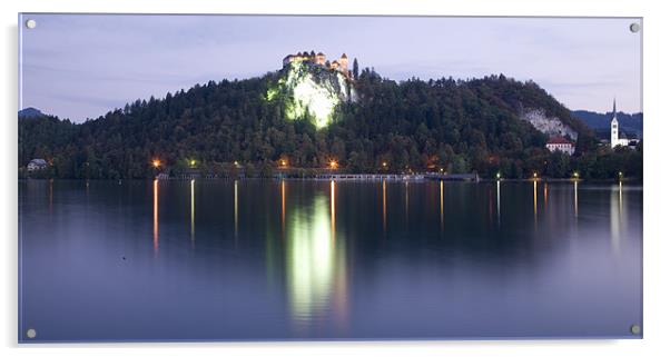 Lake Bled castle at dawn Acrylic by Ian Middleton