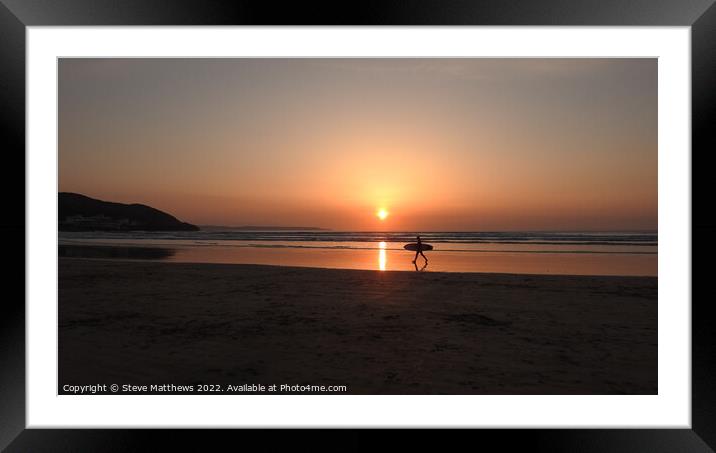 Westward Ho! Beach Sunset Framed Mounted Print by Steve Matthews