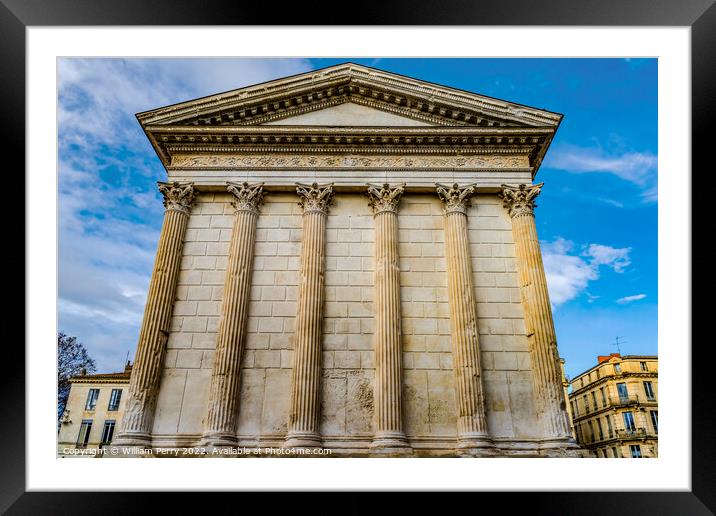 Maison Caree Ancient Roman Temple Nimes Gard France Framed Mounted Print by William Perry