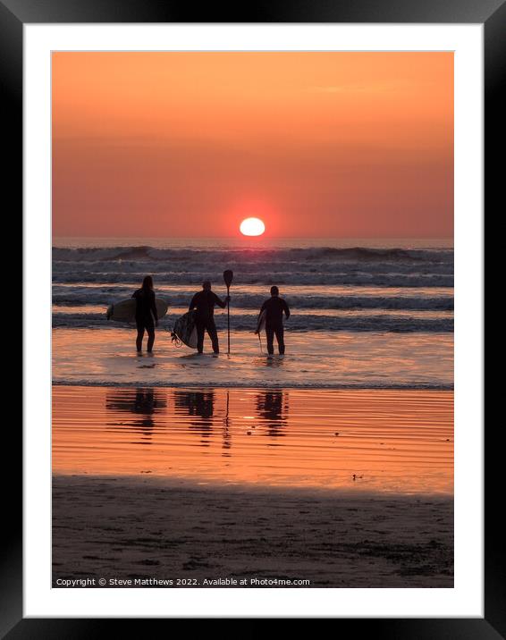 Westward Ho! Beach Sunset Framed Mounted Print by Steve Matthews