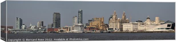 Liverpool Waterfront with HMS Queen Elizabeth Canvas Print by Bernard Rose Photography