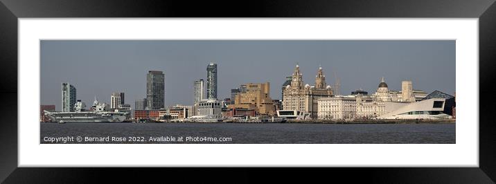 Liverpool Waterfront with HMS Queen Elizabeth Framed Mounted Print by Bernard Rose Photography