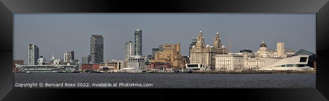 Liverpool Waterfront with HMS Queen Elizabeth Framed Print by Bernard Rose Photography