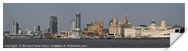 Liverpool Waterfront with HMS Queen Elizabeth Print by Bernard Rose Photography
