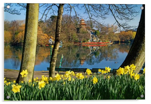 Peasholm Park,  Scarborough in Spring  Acrylic by Darren Galpin