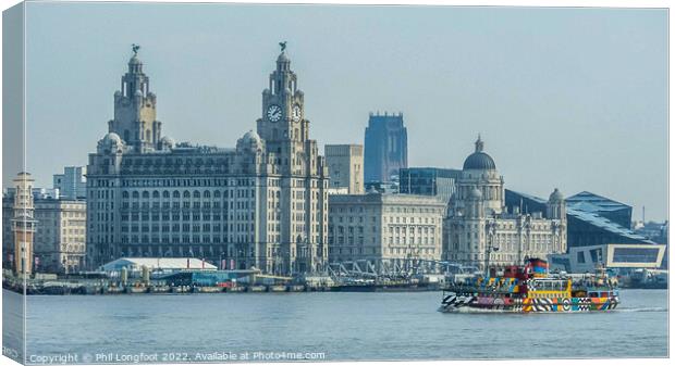 Three Graces and Snowdrop Ferry Liverpool Canvas Print by Phil Longfoot