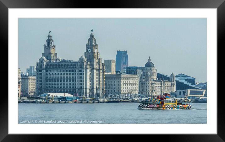 Three Graces and Snowdrop Ferry Liverpool Framed Mounted Print by Phil Longfoot