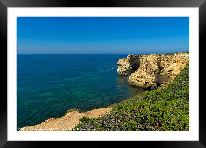 Cliffs and Vegetation in Marinha beach Framed Mounted Print by Angelo DeVal