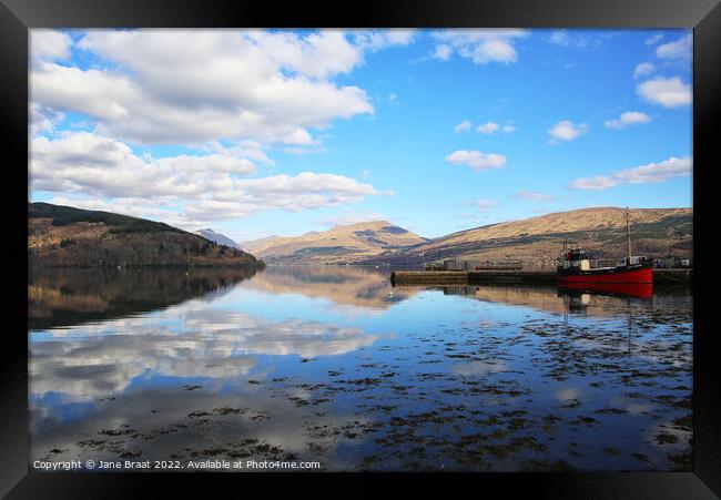 Tranquil Reflections of Loch Fyne Framed Print by Jane Braat