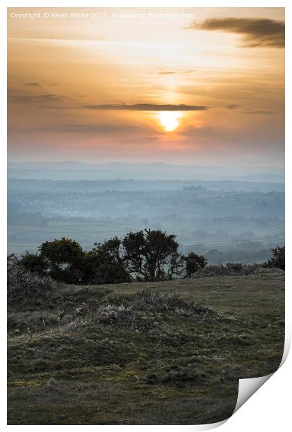 sunsetting Dartmoor near Tavistock Print by Kevin White