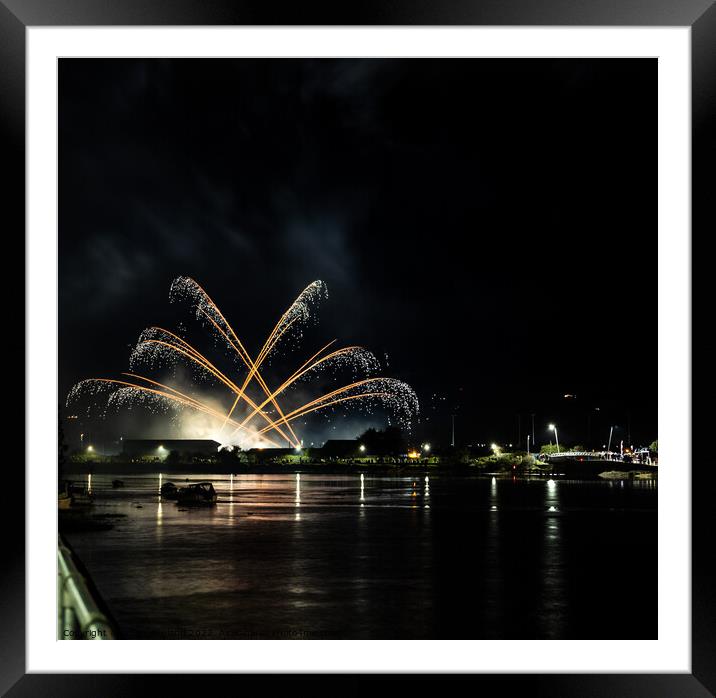 Fireworks over the river  Framed Mounted Print by adam england