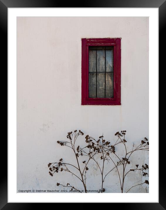 Red Window and White Wall Framed Mounted Print by Dietmar Rauscher