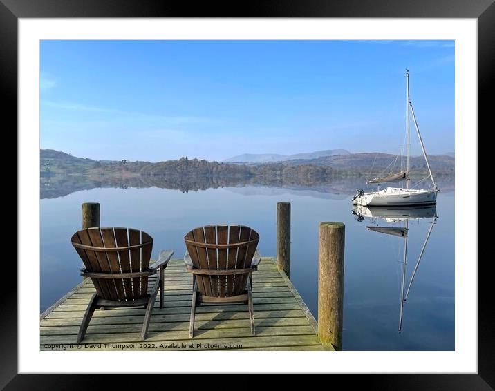 Seat with a view Lake Windemere  Framed Mounted Print by David Thompson