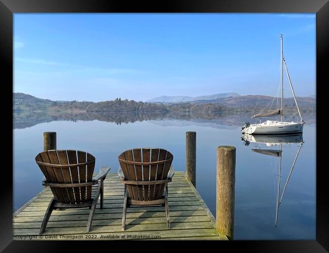 Seat with a view Lake Windemere  Framed Print by David Thompson