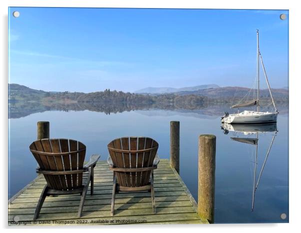 Seat with a view Lake Windemere  Acrylic by David Thompson