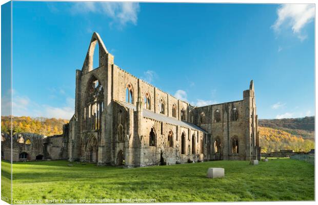 Tintern Abbey, in the Wye Valley Canvas Print by Justin Foulkes