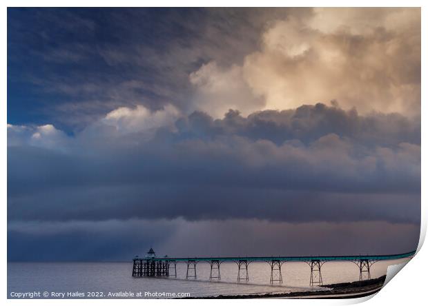 Clevedon Pier on a stormy evening Print by Rory Hailes