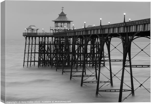 Black and  white Clevedon Pier Canvas Print by Rory Hailes