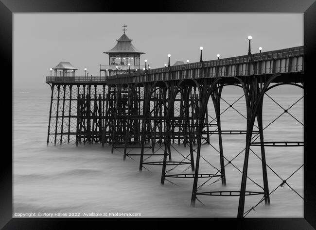 Black and  white Clevedon Pier Framed Print by Rory Hailes