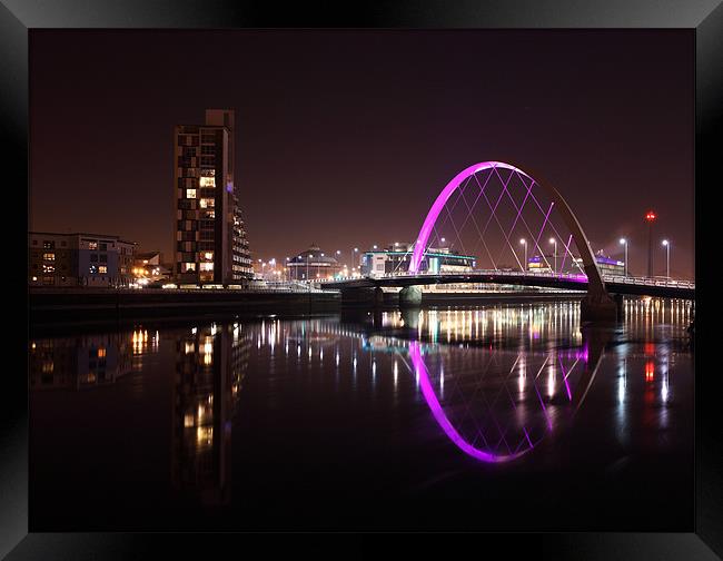 Glasgow Clyde Arc at Night Framed Print by Maria Gaellman