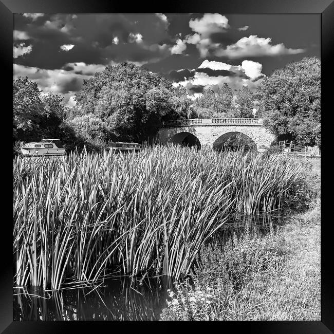 Swinford Bridge Eynsham in mono Framed Print by Joyce Storey