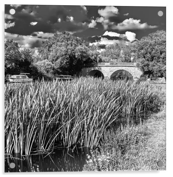 Swinford Bridge Eynsham in mono Acrylic by Joyce Storey