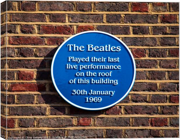 The Beatles Final Performance Rooftop Concert Blue Plaque in Lon Canvas Print by Chris Dorney