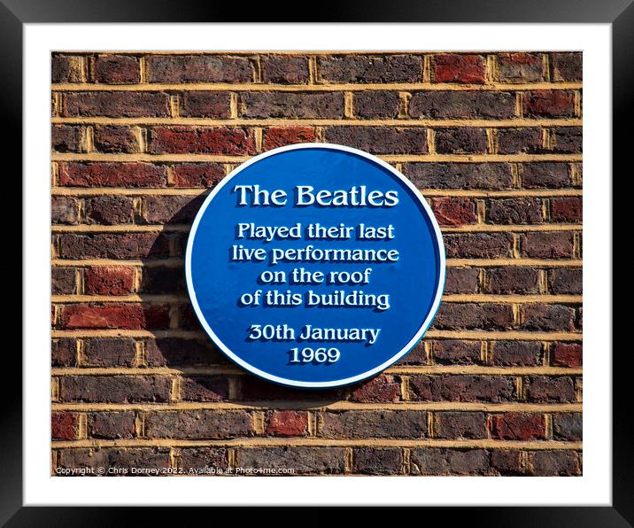 The Beatles Final Performance Rooftop Concert Blue Plaque in Lon Framed Mounted Print by Chris Dorney