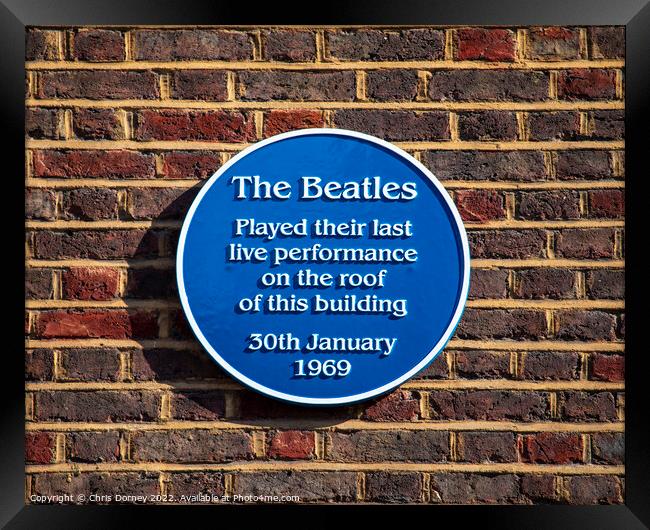 The Beatles Final Performance Rooftop Concert Blue Plaque in Lon Framed Print by Chris Dorney