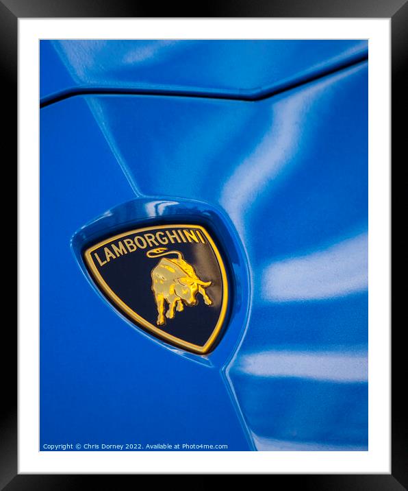 Lamborghini Badge on a Car Framed Mounted Print by Chris Dorney