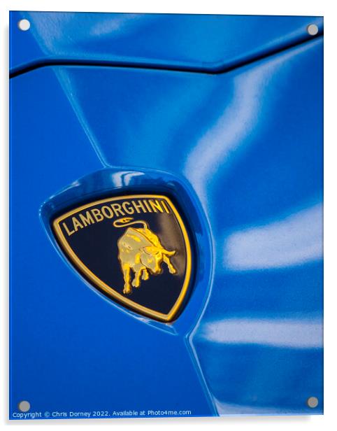 Lamborghini Badge on a Car Acrylic by Chris Dorney