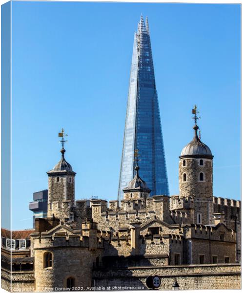 The Shard and the Tower of London, UK Canvas Print by Chris Dorney