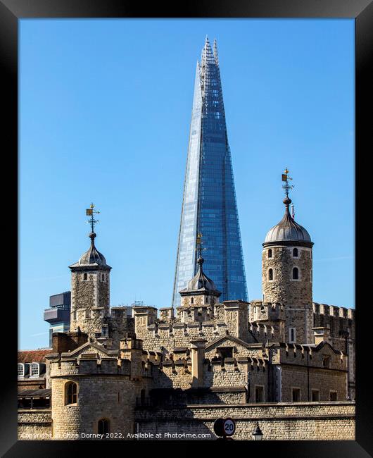The Shard and the Tower of London, UK Framed Print by Chris Dorney
