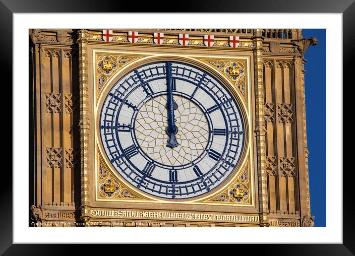 The Clockface of the Elizabeth Tower in Westminster, London Framed Mounted Print by Chris Dorney