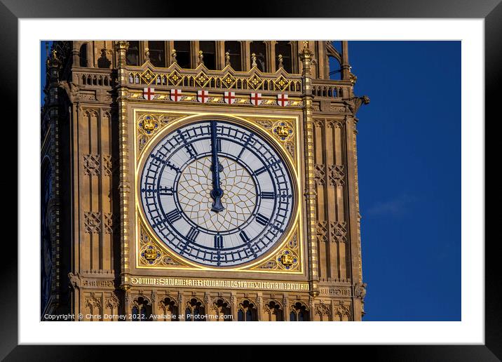 The Clockface of the Elizabeth Tower in Westminster, London Framed Mounted Print by Chris Dorney