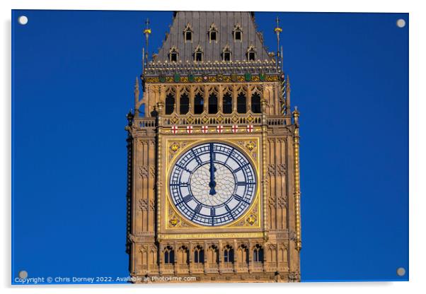 Elizabeth Tower in Westminster, London, UK Acrylic by Chris Dorney