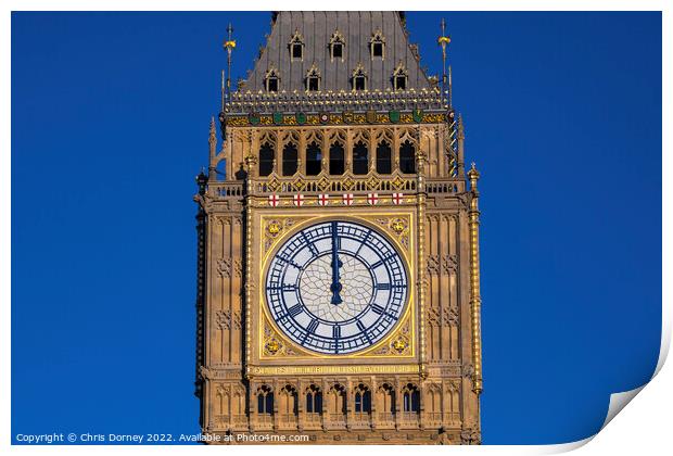 Elizabeth Tower in Westminster, London, UK Print by Chris Dorney