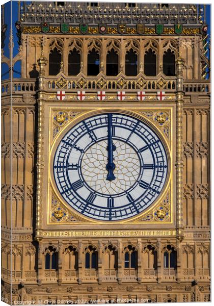 The Clockface of the Elizabeth Tower in Westminster, London Canvas Print by Chris Dorney