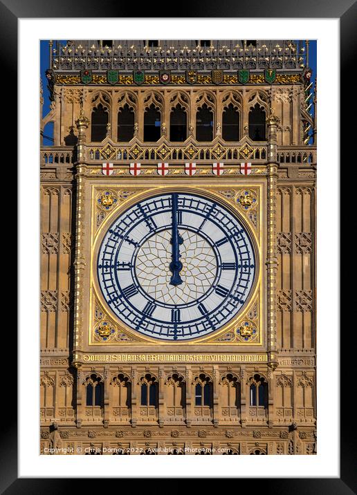 The Clockface of the Elizabeth Tower in Westminster, London Framed Mounted Print by Chris Dorney