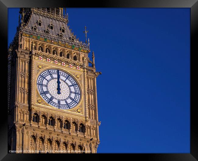 The Clockface of the Elizabeth Tower in Westminster, London Framed Print by Chris Dorney