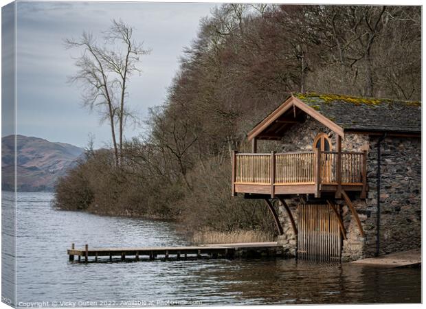 Boat House on Ullswater, Pooley Bridge, Ullswater Canvas Print by Vicky Outen