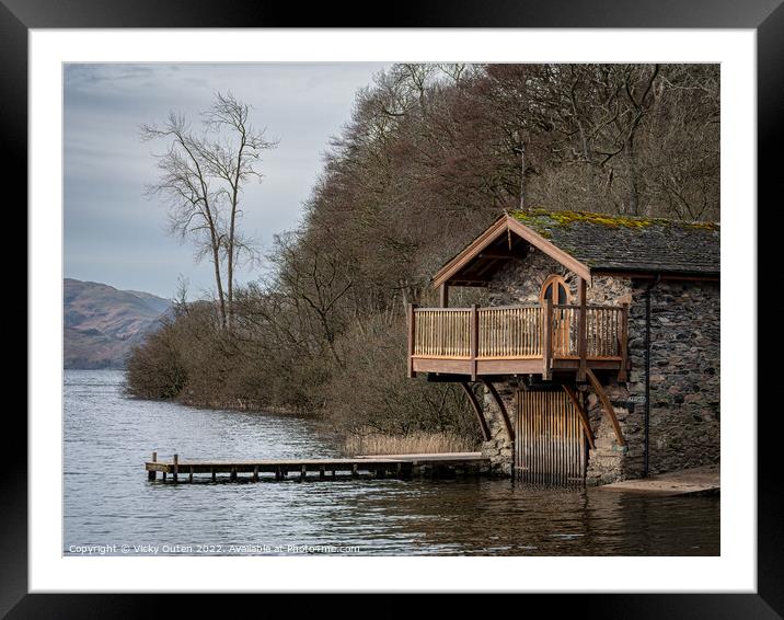 Boat House on Ullswater, Pooley Bridge, Ullswater Framed Mounted Print by Vicky Outen
