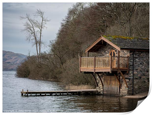 Boat House on Ullswater, Pooley Bridge, Ullswater Print by Vicky Outen