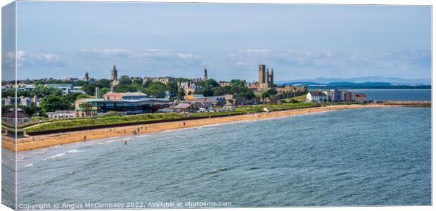 St Andrews East Sands beach in Fife panorama Canvas Print by Angus McComiskey