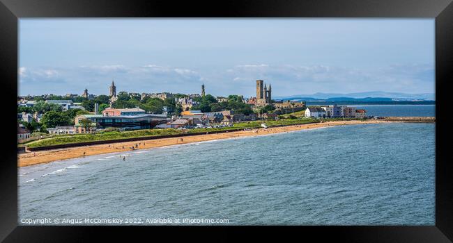 St Andrews East Sands beach in Fife panorama Framed Print by Angus McComiskey