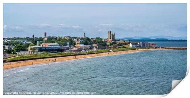 St Andrews East Sands beach in Fife panorama Print by Angus McComiskey