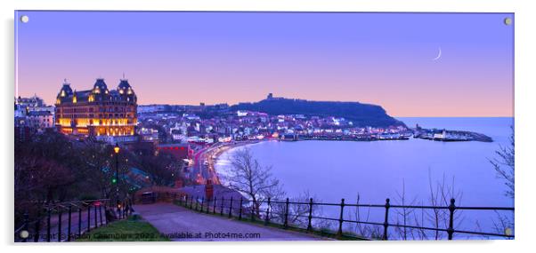 Scarborough Blue Hour Panorama  Acrylic by Alison Chambers