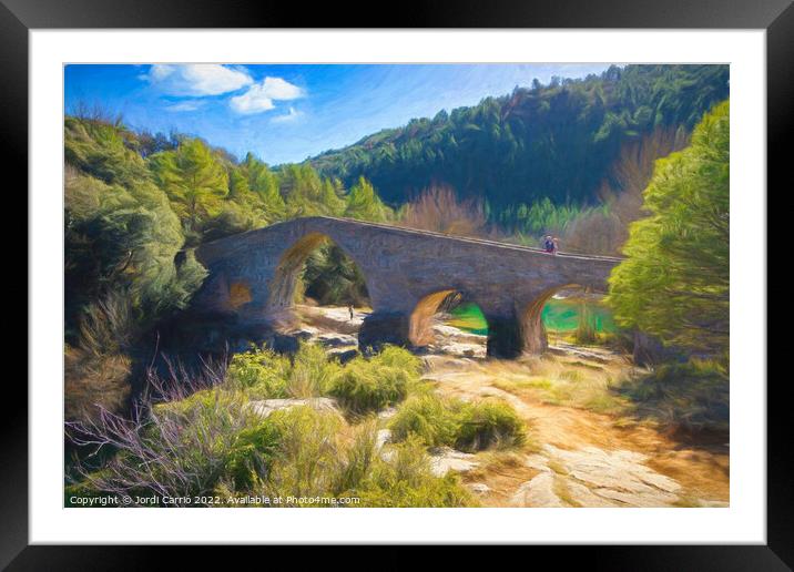 Pedret Bridge from the 13th century - 1 - Picturesque Edition Framed Mounted Print by Jordi Carrio