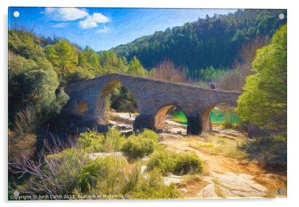 Pedret Bridge from the 13th century - 1 - Picturesque Edition Acrylic by Jordi Carrio